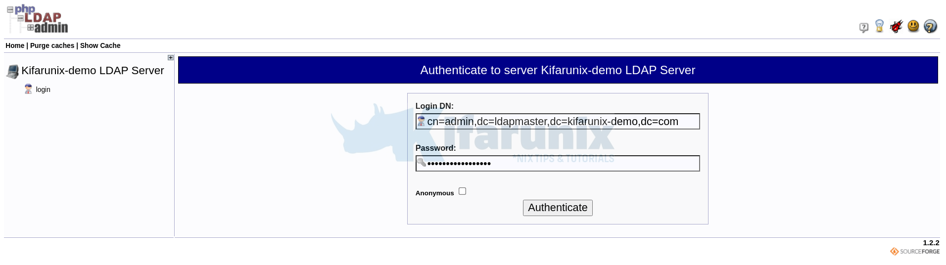 phpldapadmin login user interface