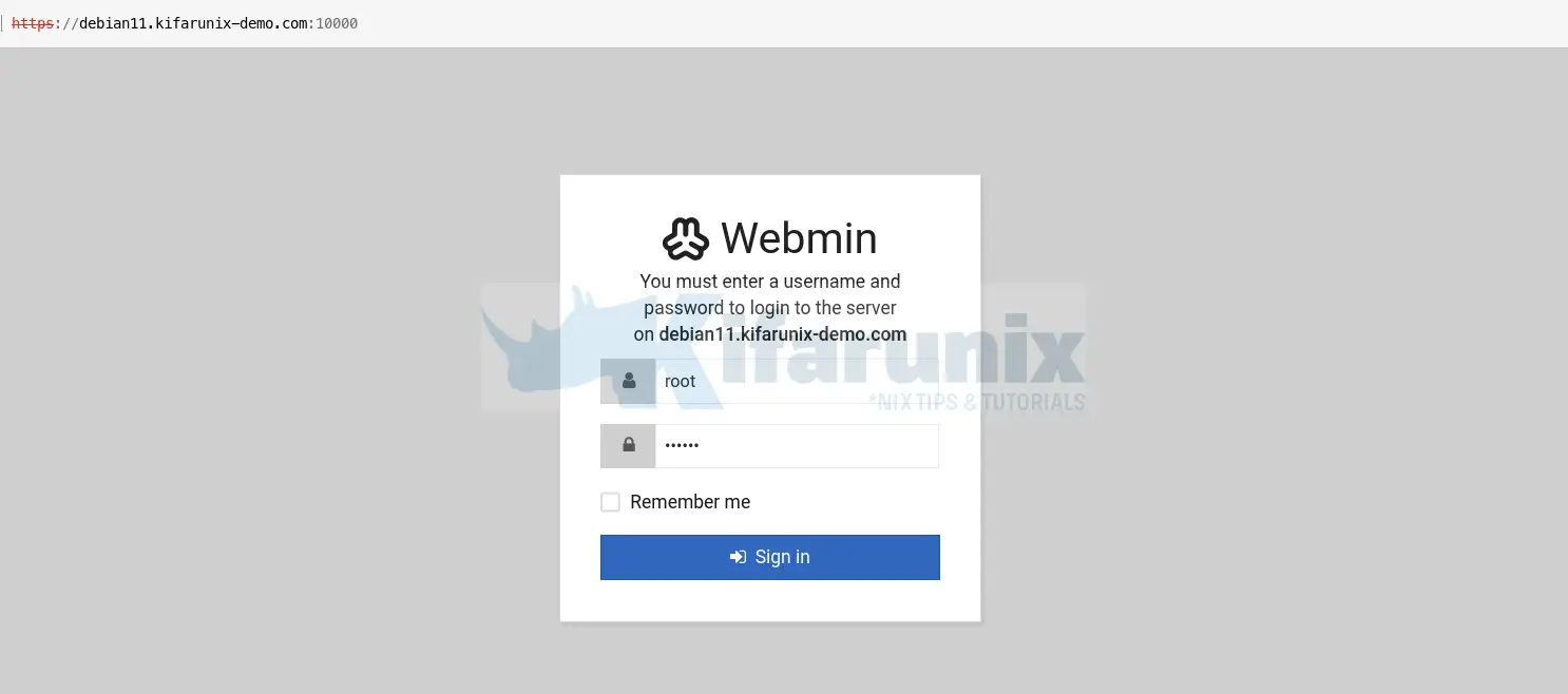 webmin login ui