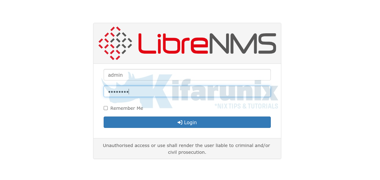 librenms login page