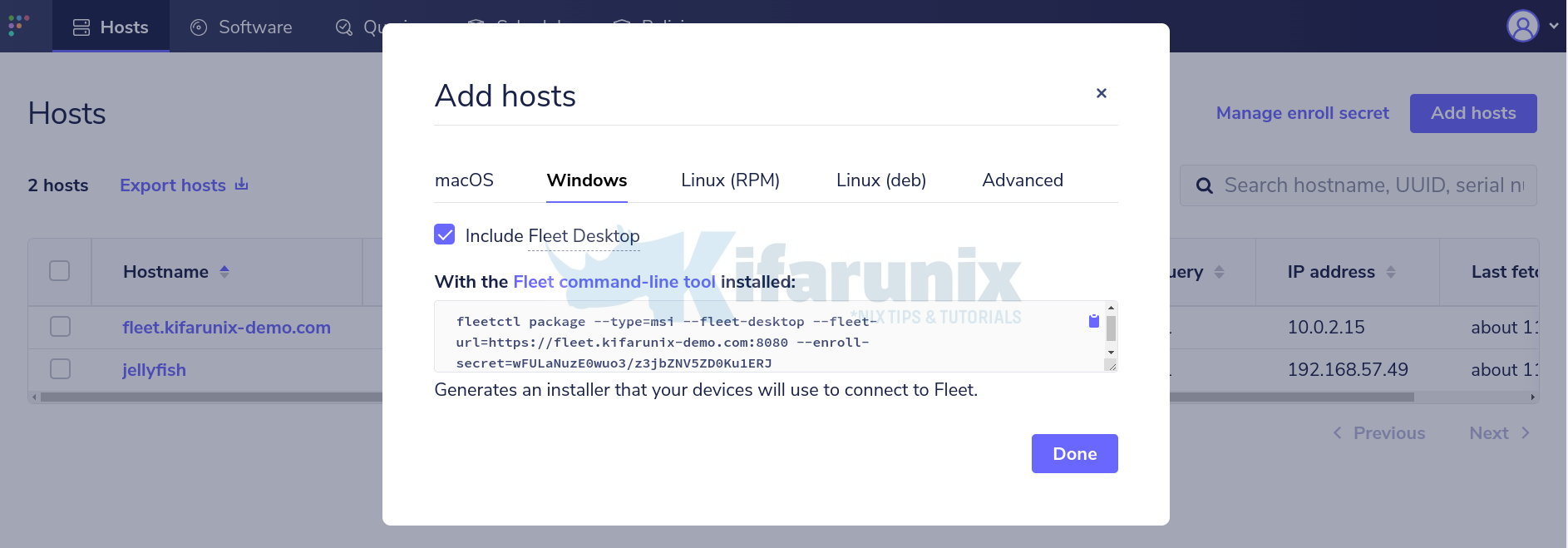 enroll Windows systems into Osquery Fleet Manager