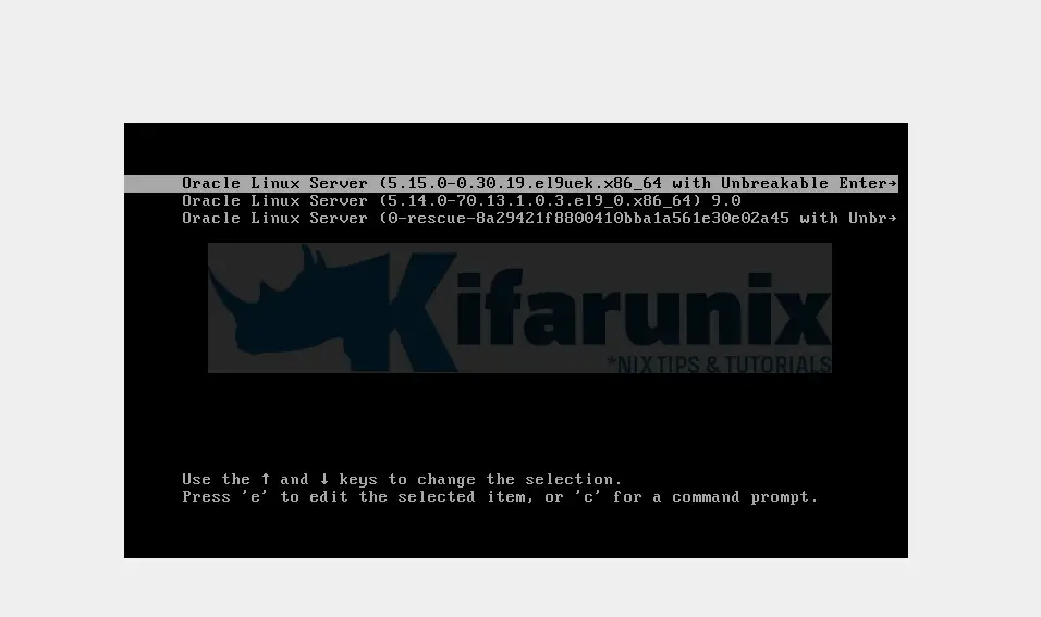 oracle linux grub menu