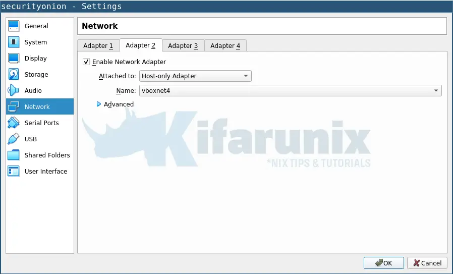 security onion virtualbox network settings