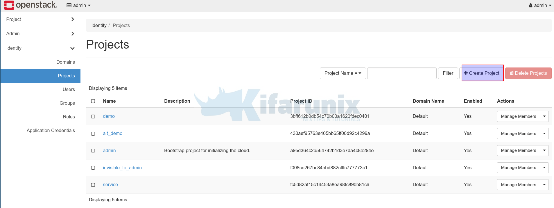 How to Create And Delete OpenStack Project - kifarunix.com