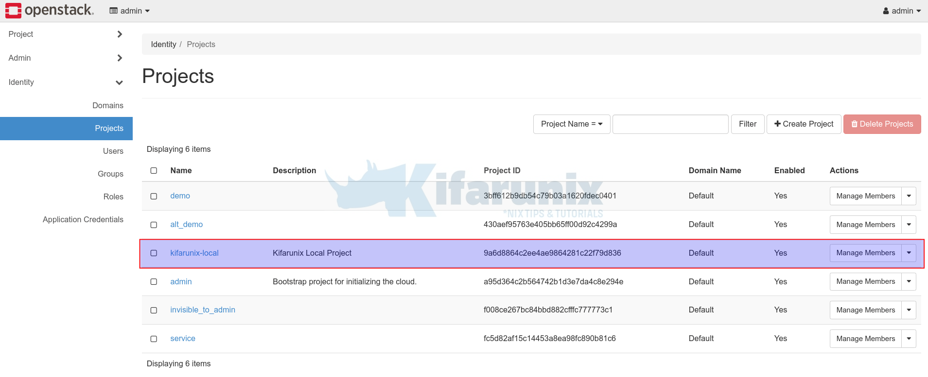 How to Create And Delete OpenStack Project