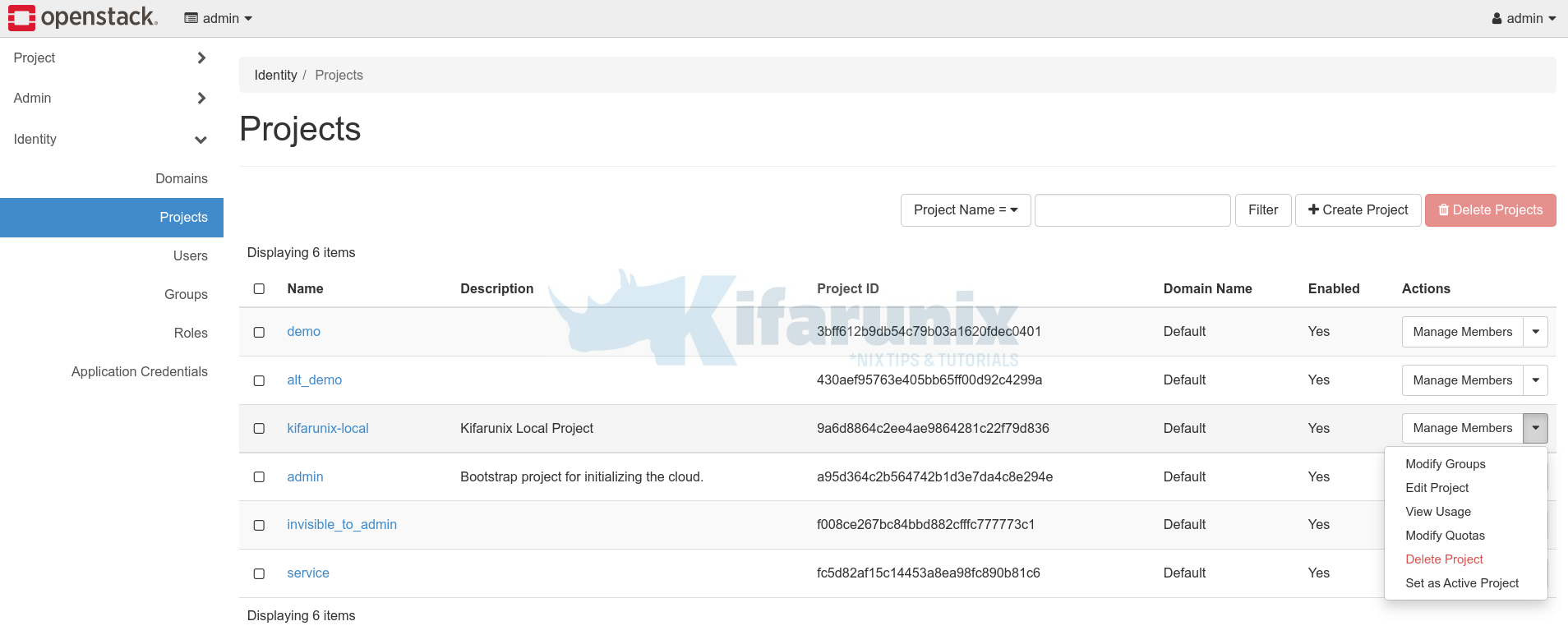 How to Create And Delete OpenStack Project