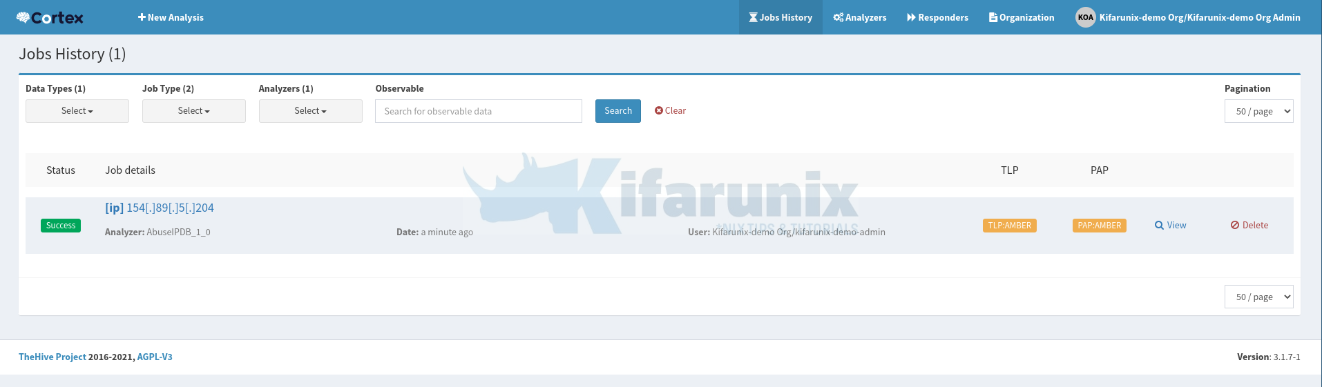 analyze IP address using abuseipdb analyzer