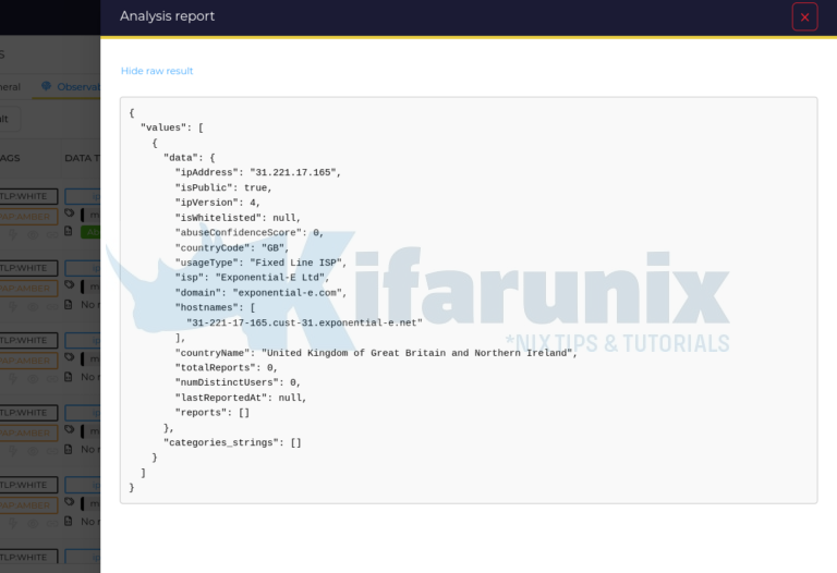 Text Cortex Report Example Easy way to Integrate TheHive with Cortex - kifarunix.com