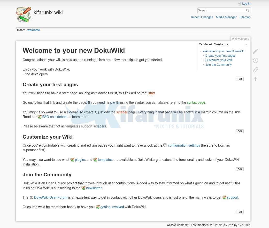 dokuwiki welcome page