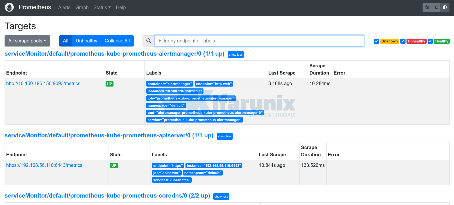 kubernetes prometheus web interface