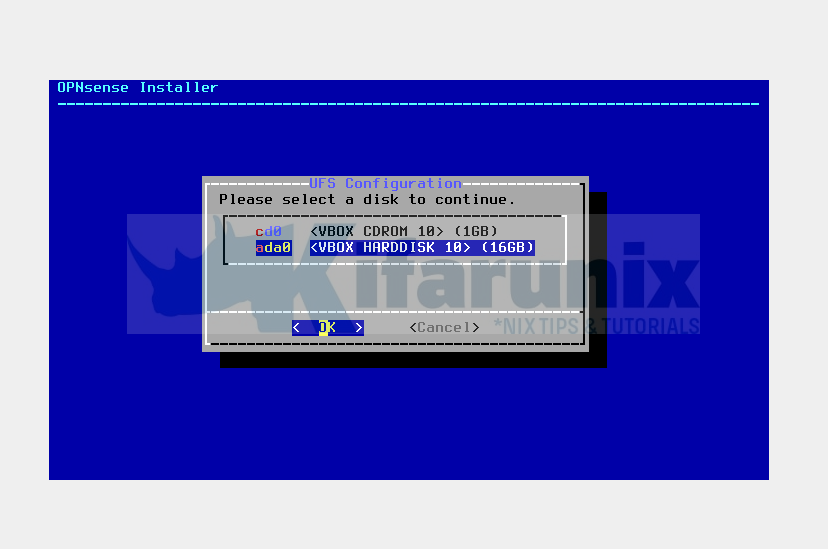 select installation disk
