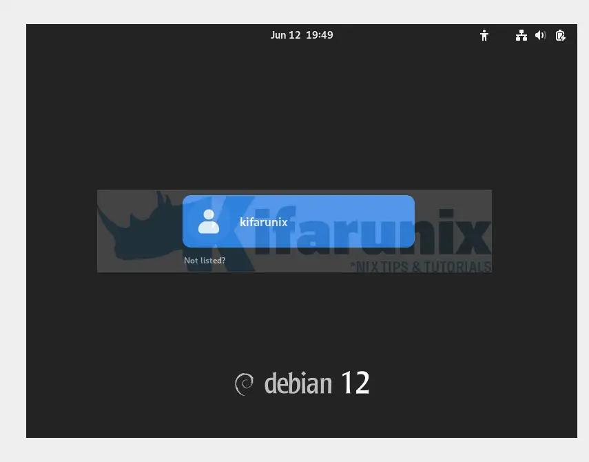 login interface debian 12