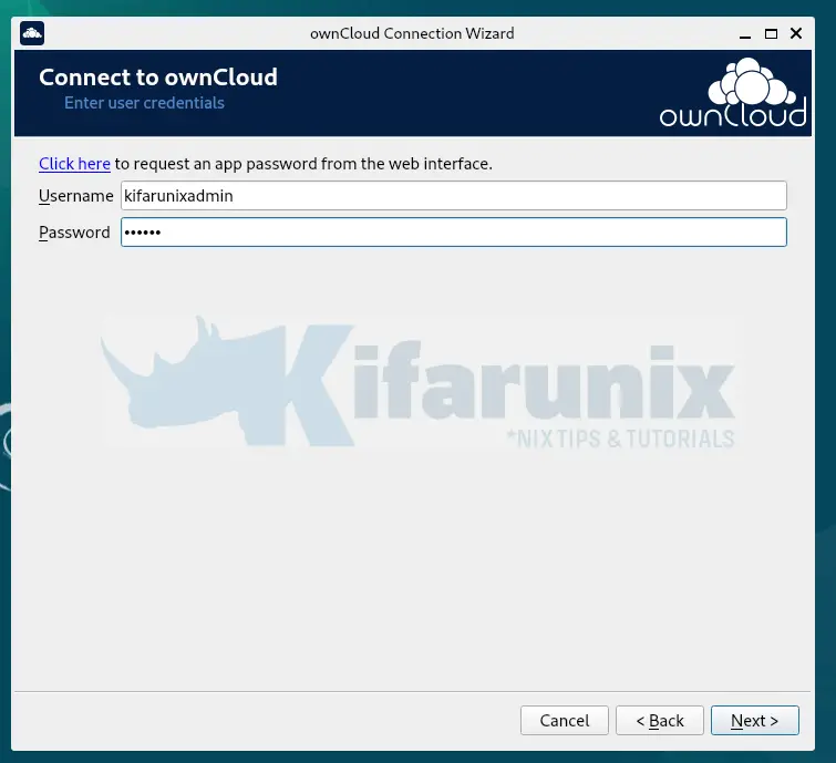 owncloud account credentials