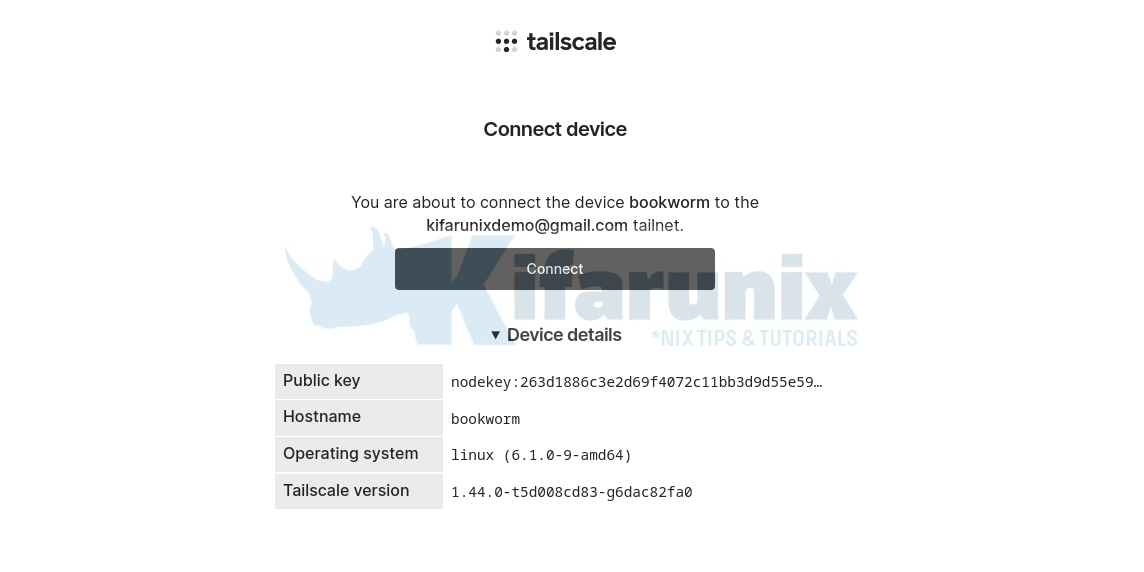 connect device to tailscale