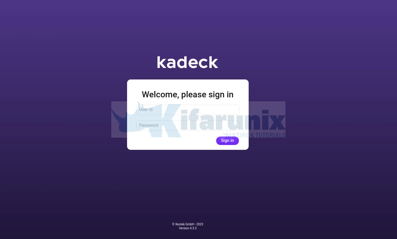 kadeck web interface login