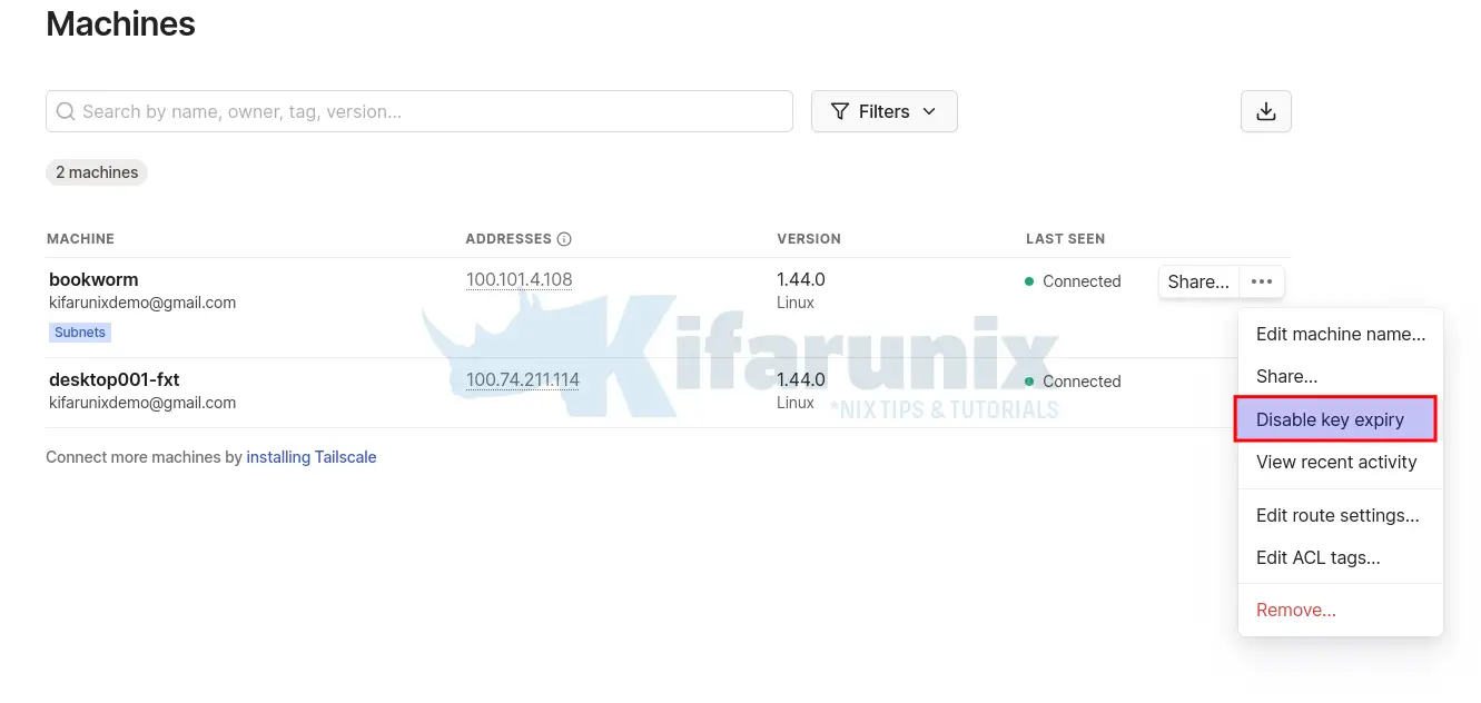 subnet router disable key