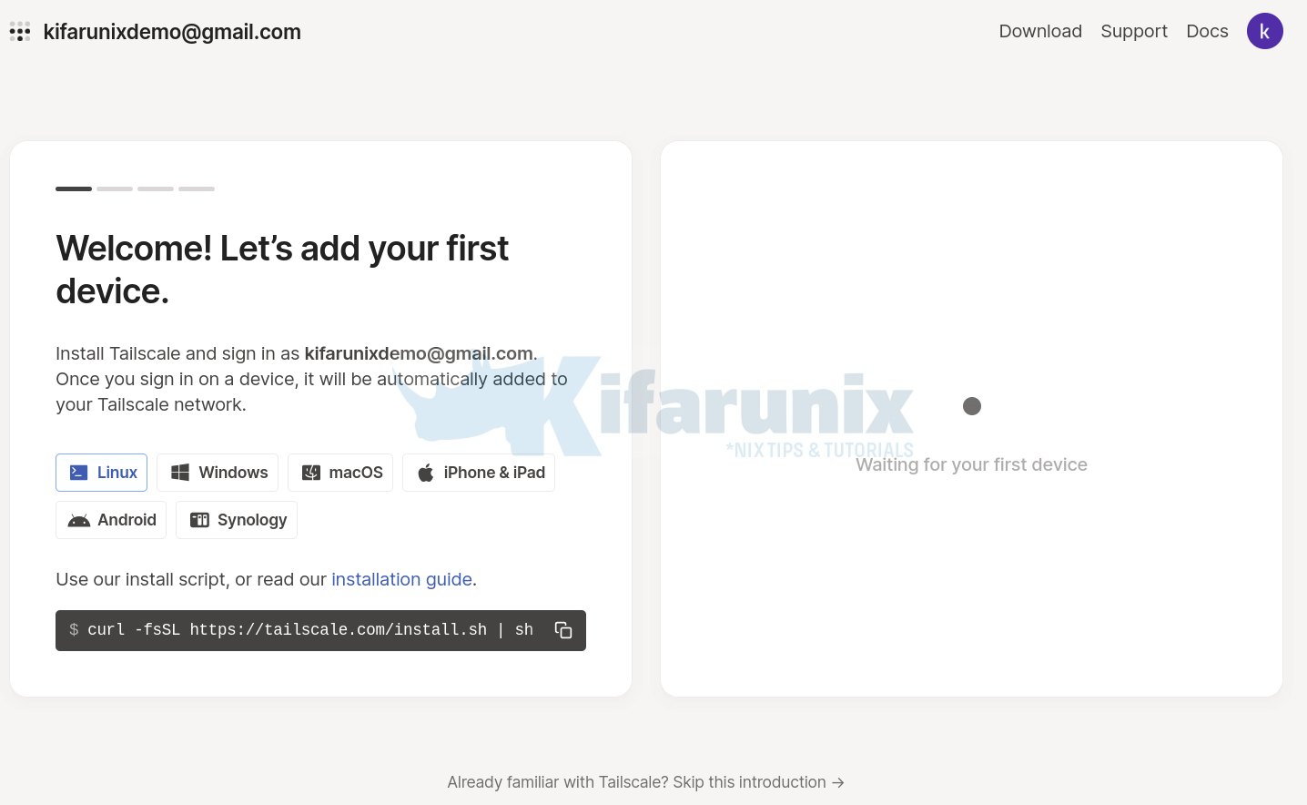 tailscale account dashboard