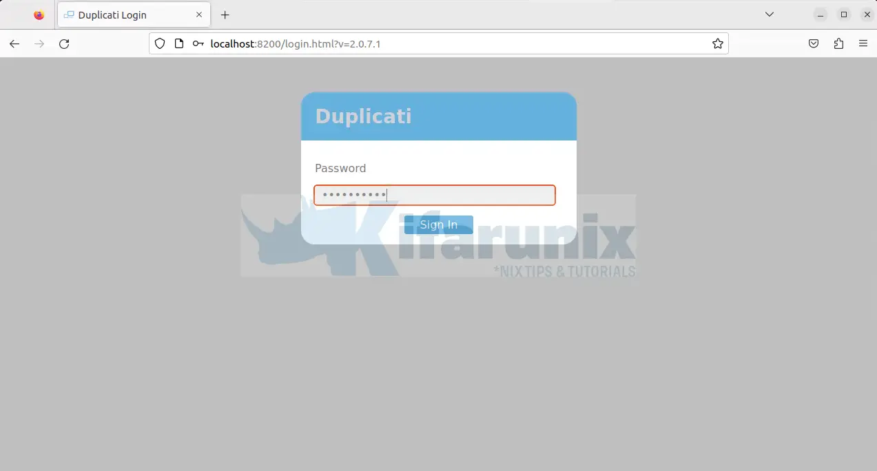 login to duplicati