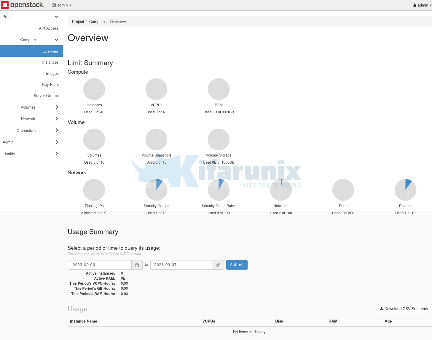 Instance Overview OpenStack Dashboard