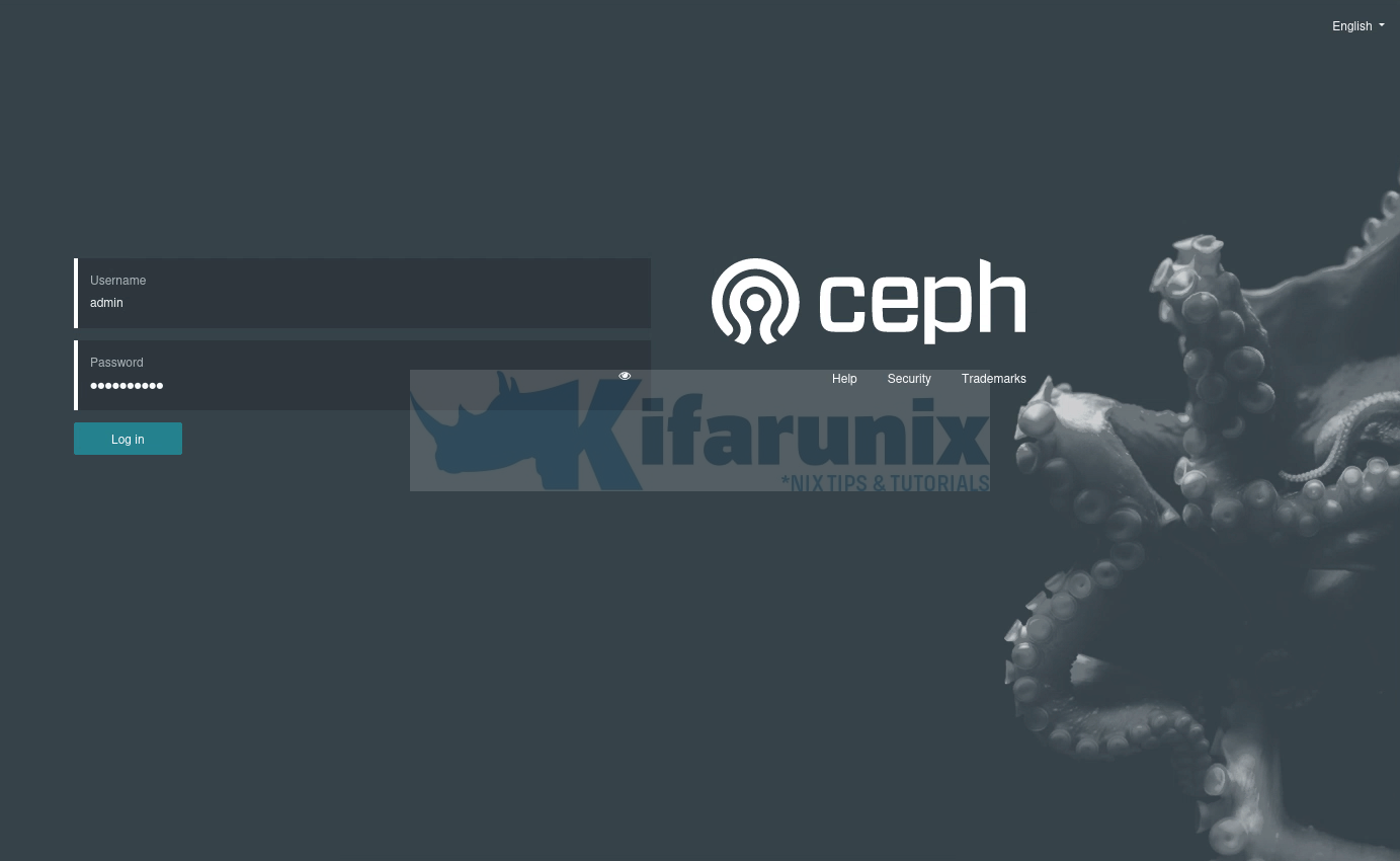 ceph reef 18 login page