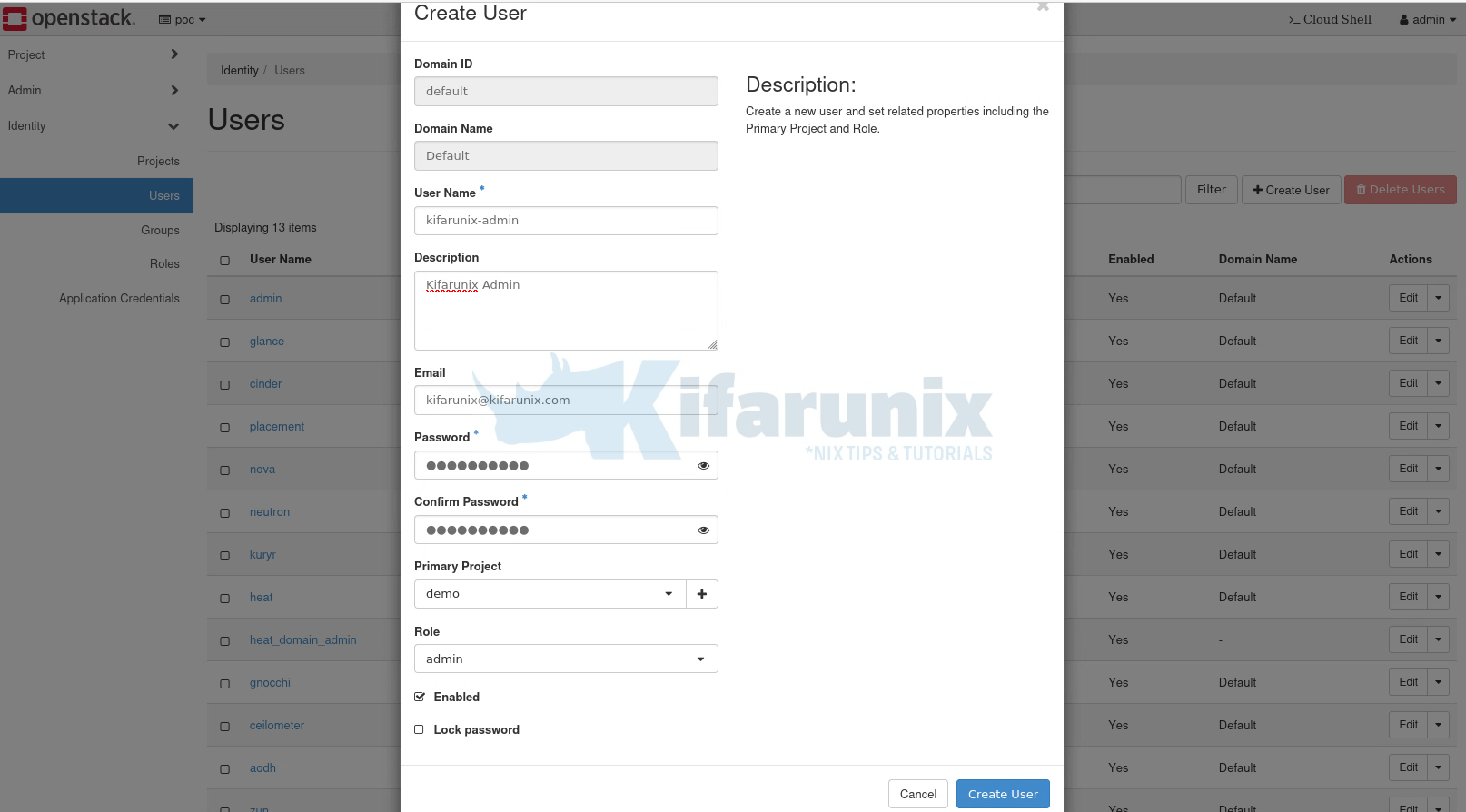 How to Create Users and User Roles in OpenStack 2 create user account openstack
