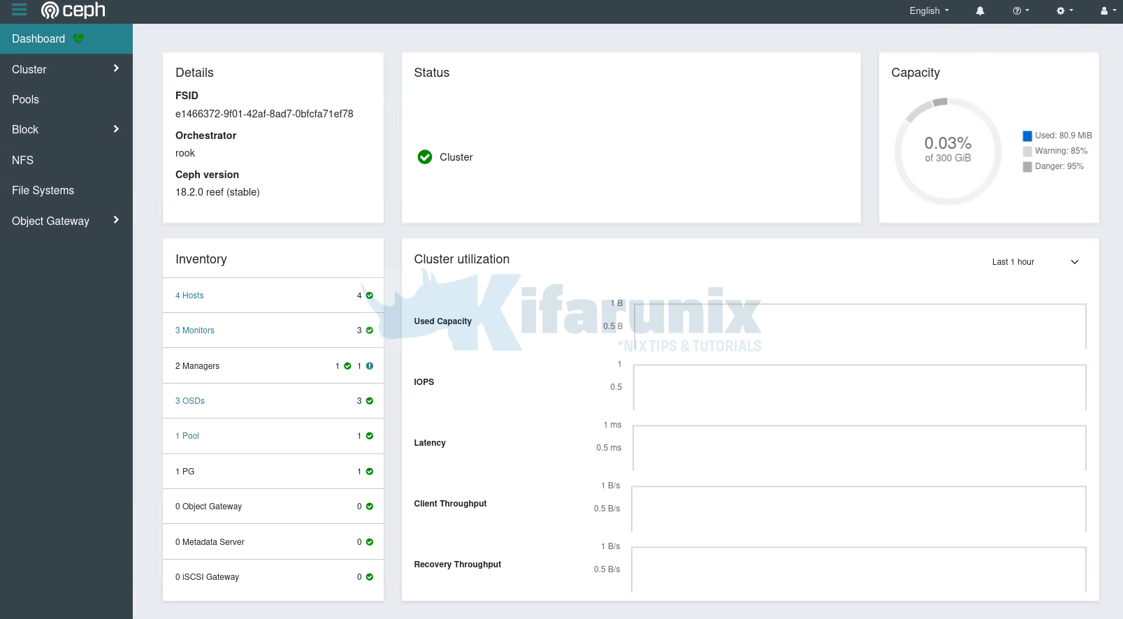 rook ceph kubernetes dashboard