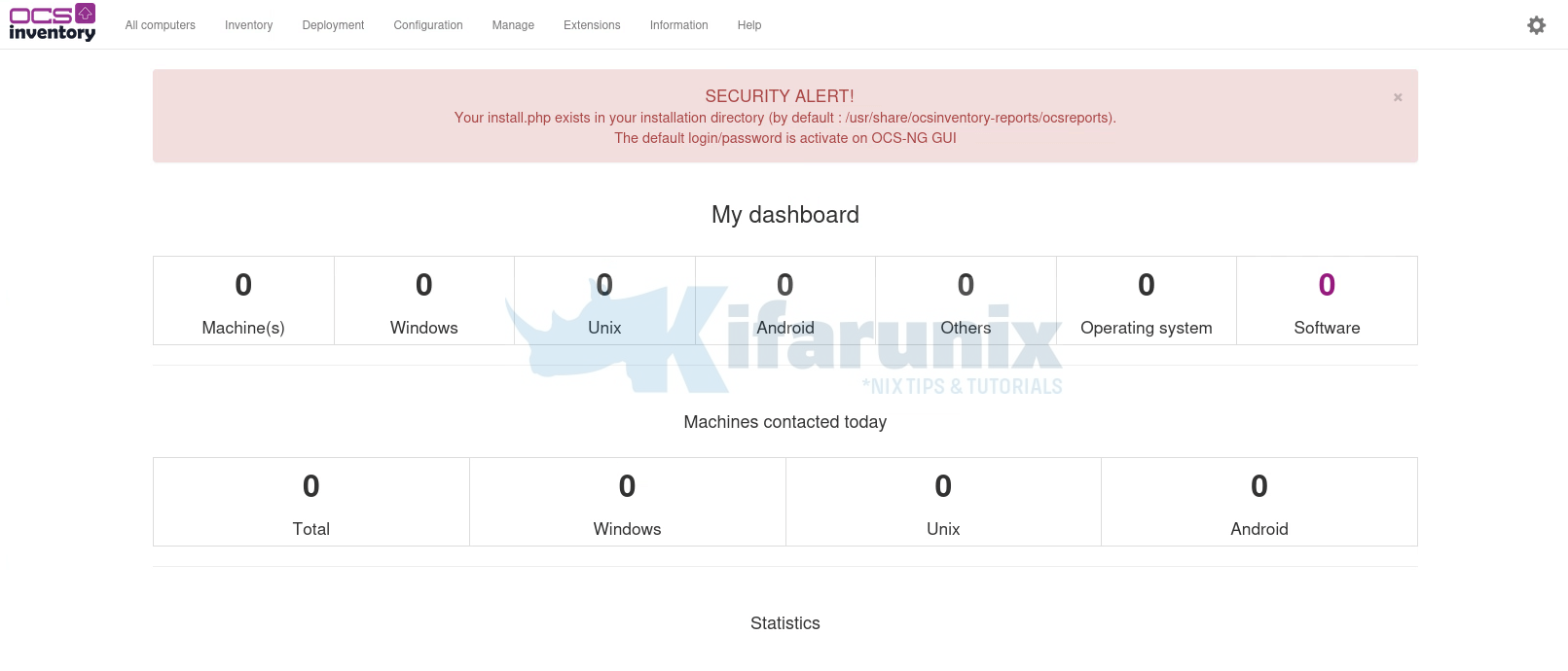 Install OCS-NG Inventory on CentOS 8 Stream 4 ocs ui web interface