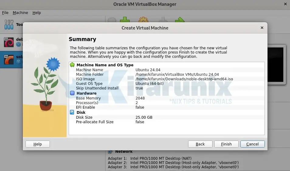 Install Ubuntu 24.04 on VirtualBox 4 ubuntu 24.04 virtualbox installation summary