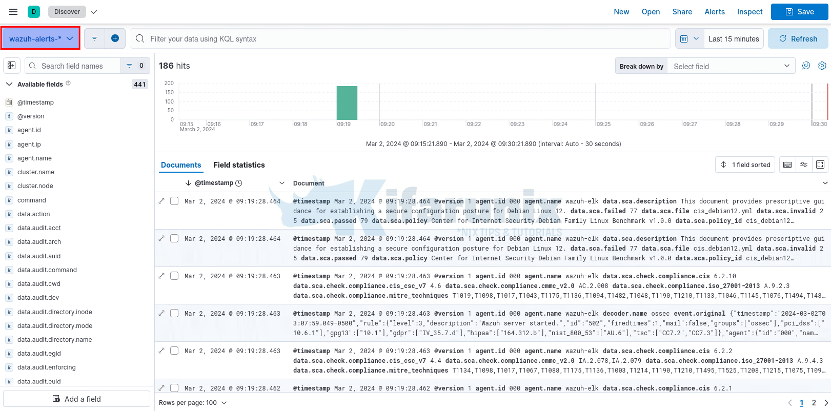 Integrate Wazuh Manager with ELK Stack 3 verify data on wazuh alerts