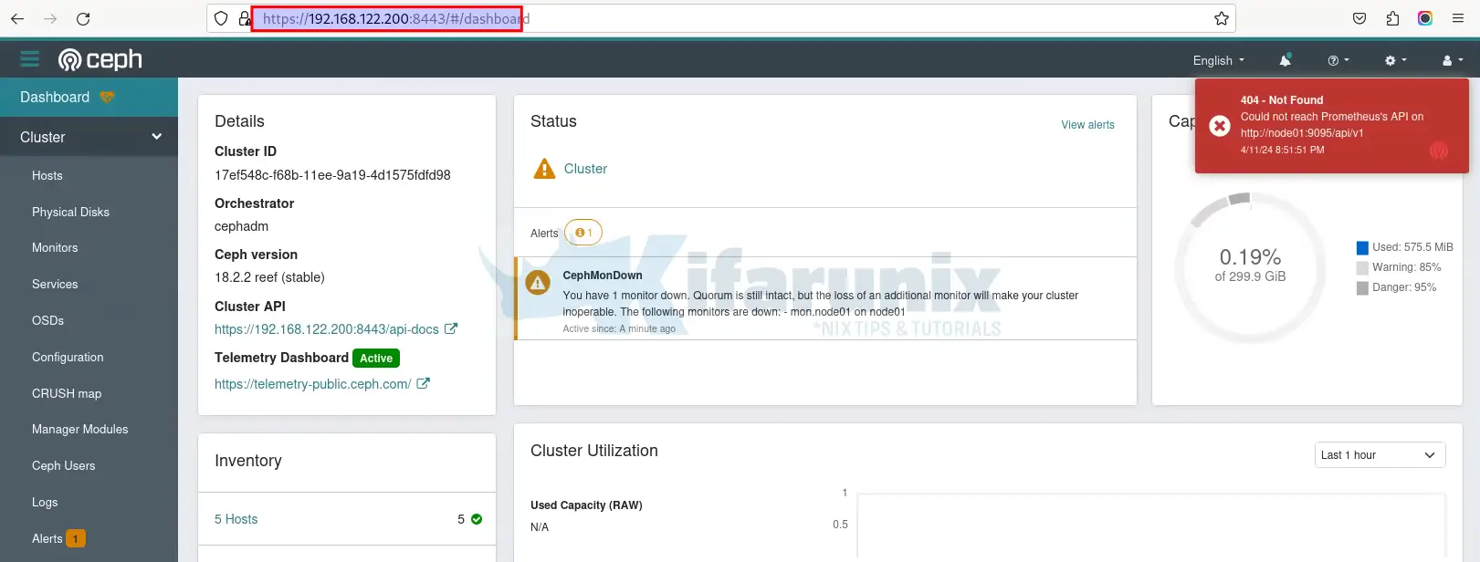 How to Setup Ceph Admin Node in High Availability 6 access dashboard via VIP ceph