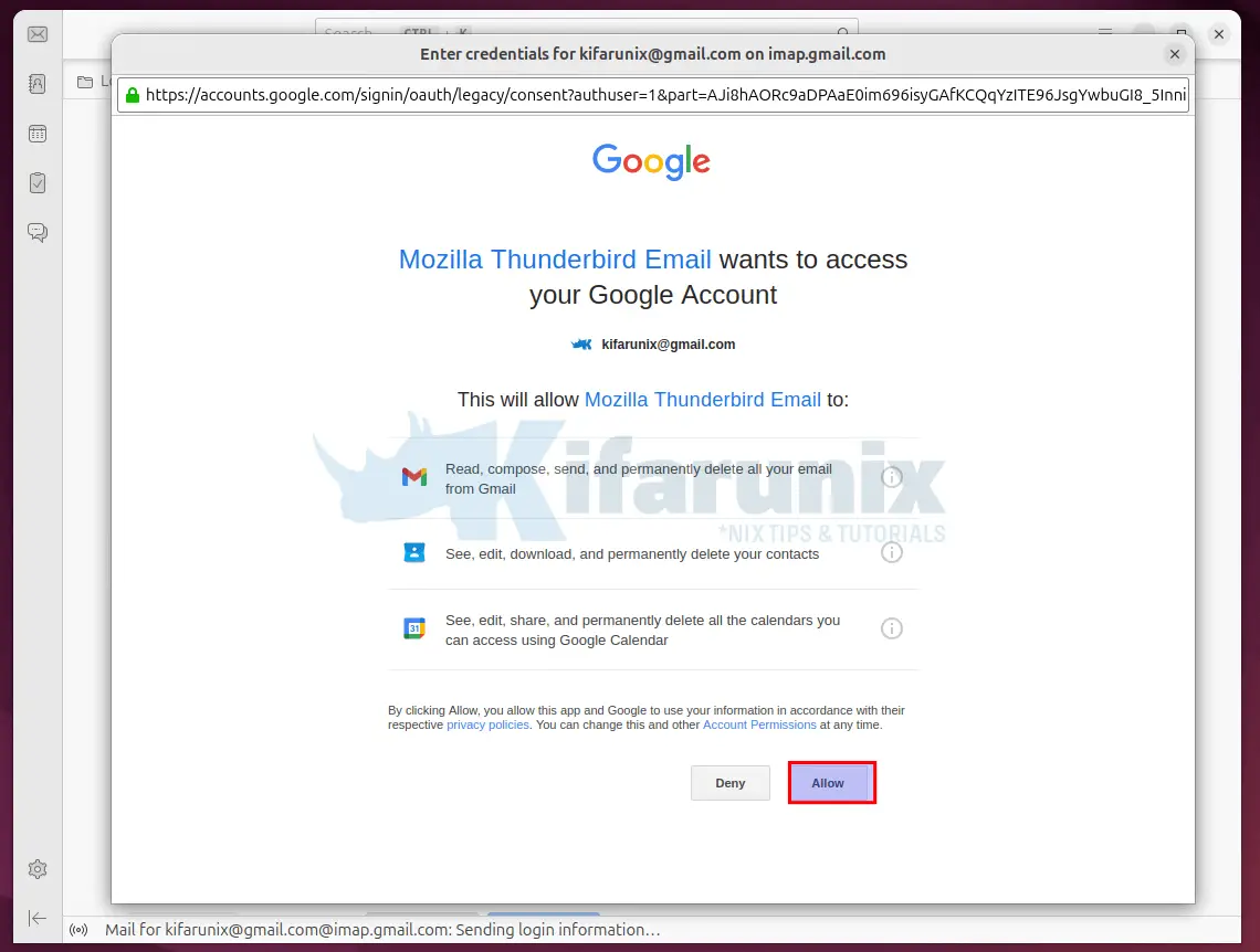 Install Thunderbird Mail Client on Ubuntu 22.04/Ubuntu 20.04 5 allow gmail trust thunderbird
