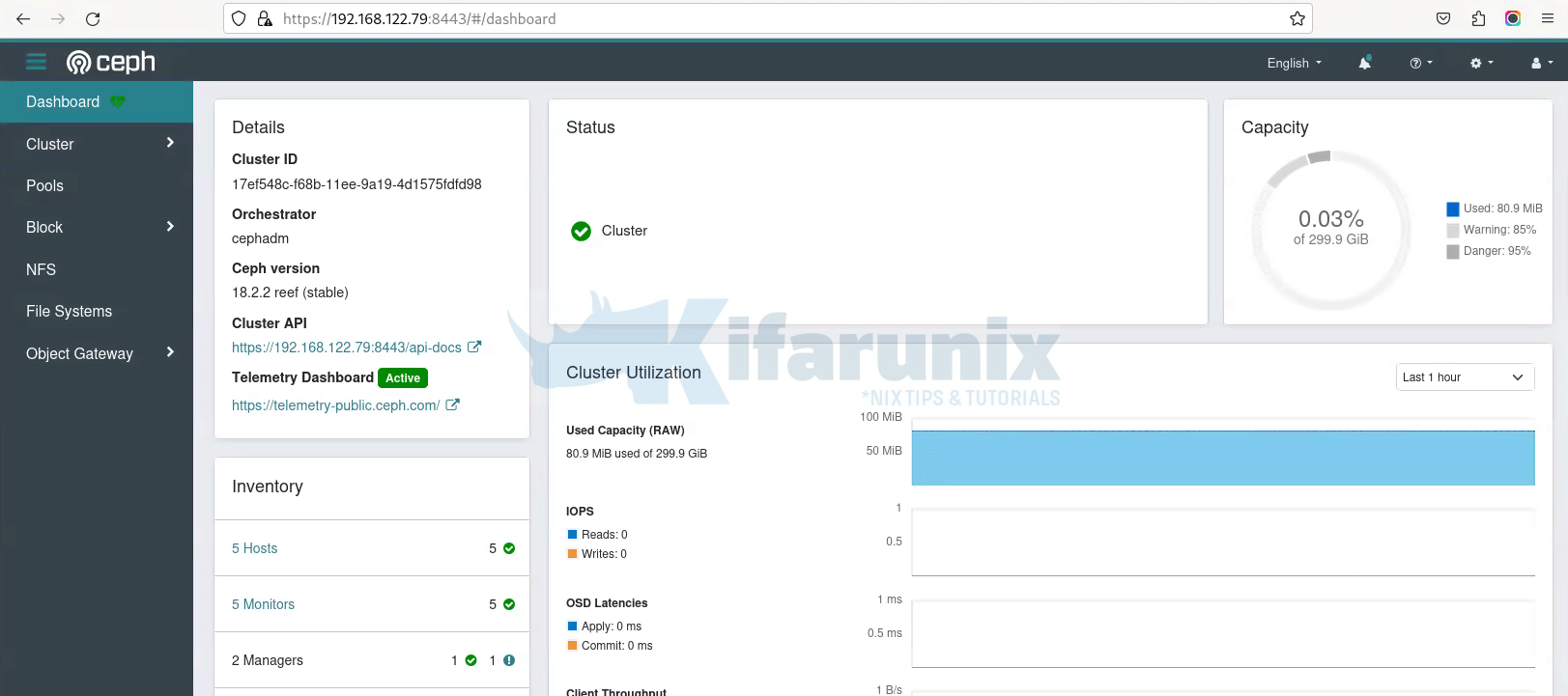 ceph cluster via admin node 02 IP