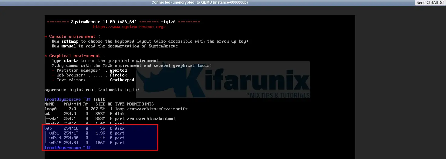 Rescue OpenStack Instance using SystemRescue Image 7 list block drives