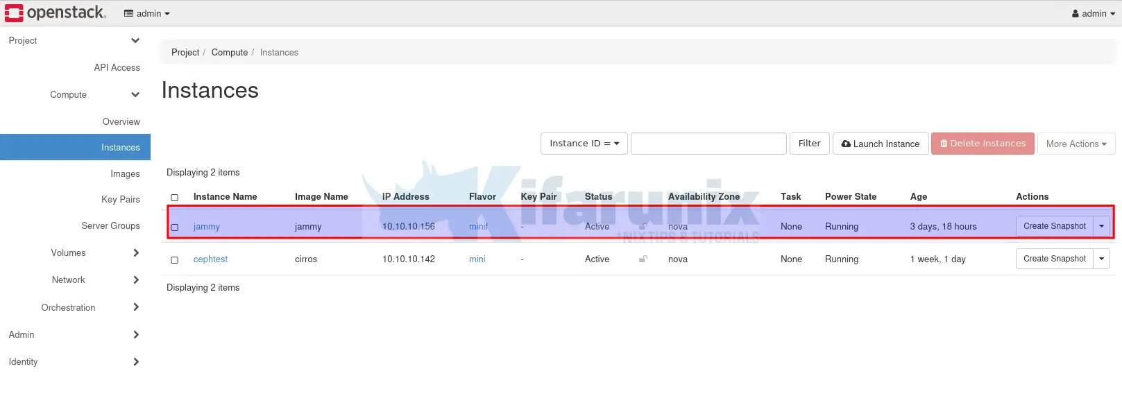 openstack instances