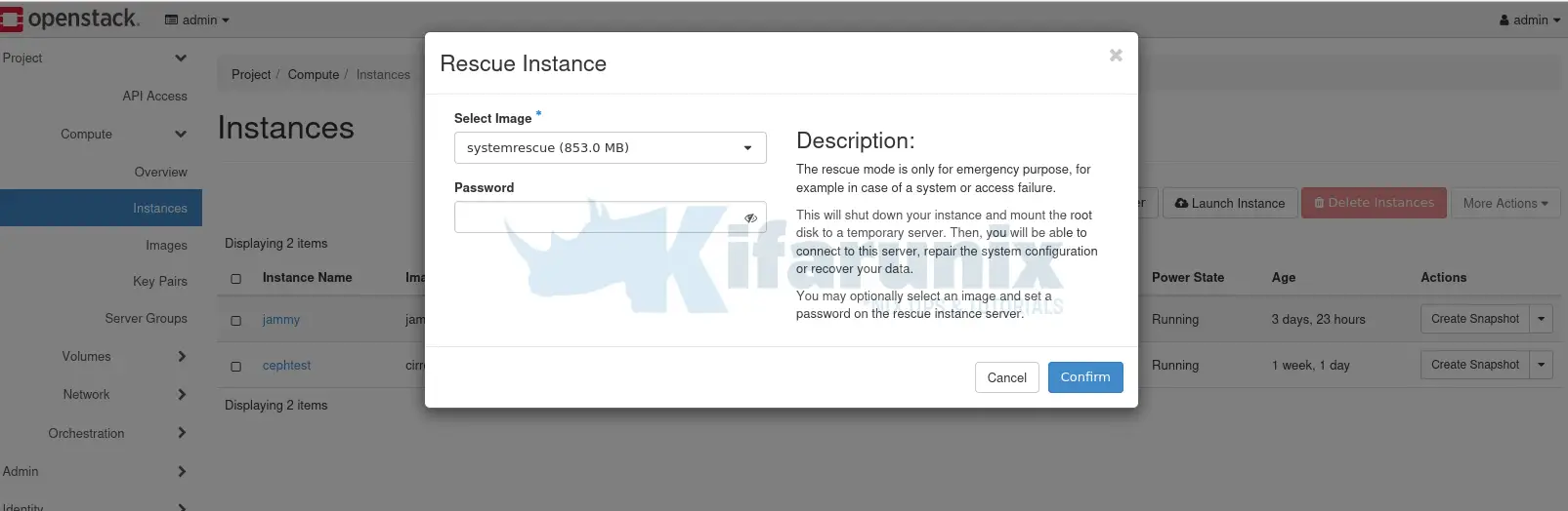Rescue OpenStack Instance using SystemRescue Image 4 select resue image