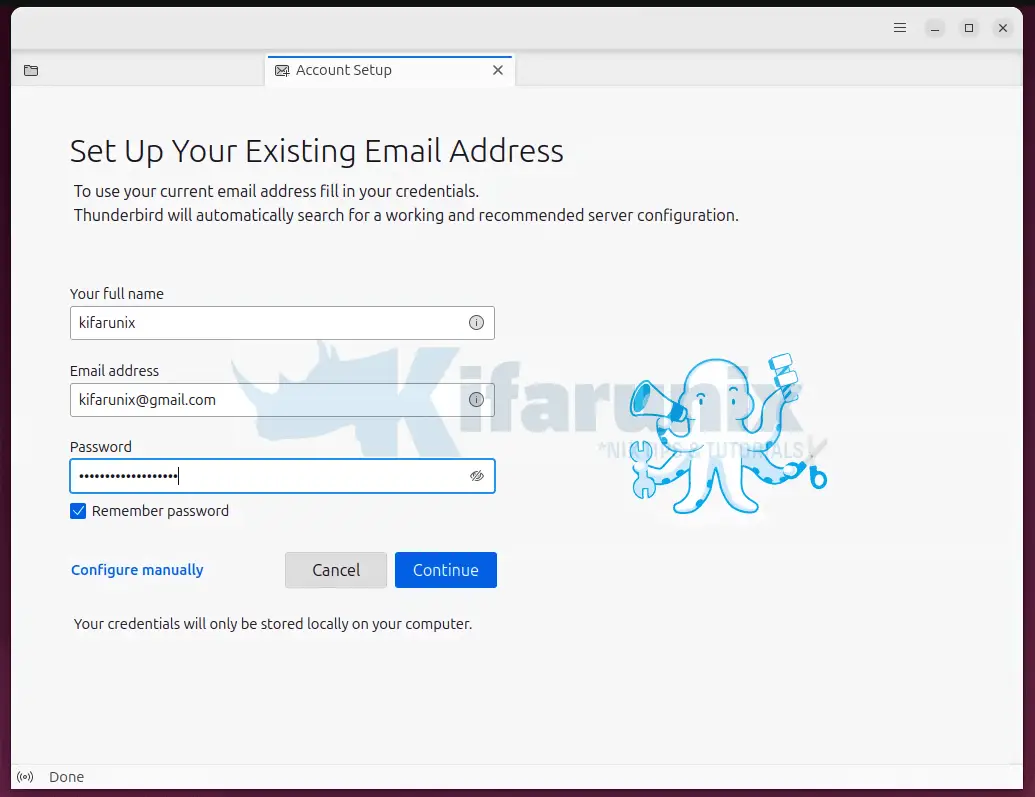 Install Thunderbird Mail Client on Ubuntu 22.04/Ubuntu 20.04 2 setup existing account