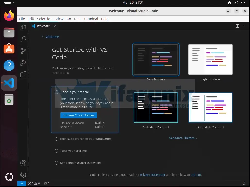 setup vs code ubuntu