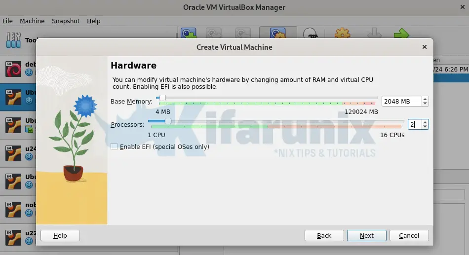 Install Ubuntu 24.04 on VirtualBox 2 wubuntu cpu and ram