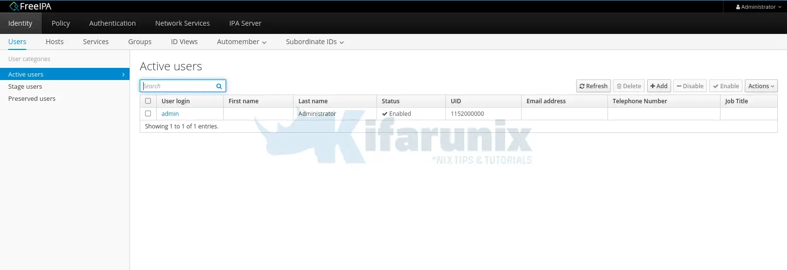 How to Install FreeIPA Server on Fedora 29/Fedora 28/CentOS 7 2 freeipa users dashboard page