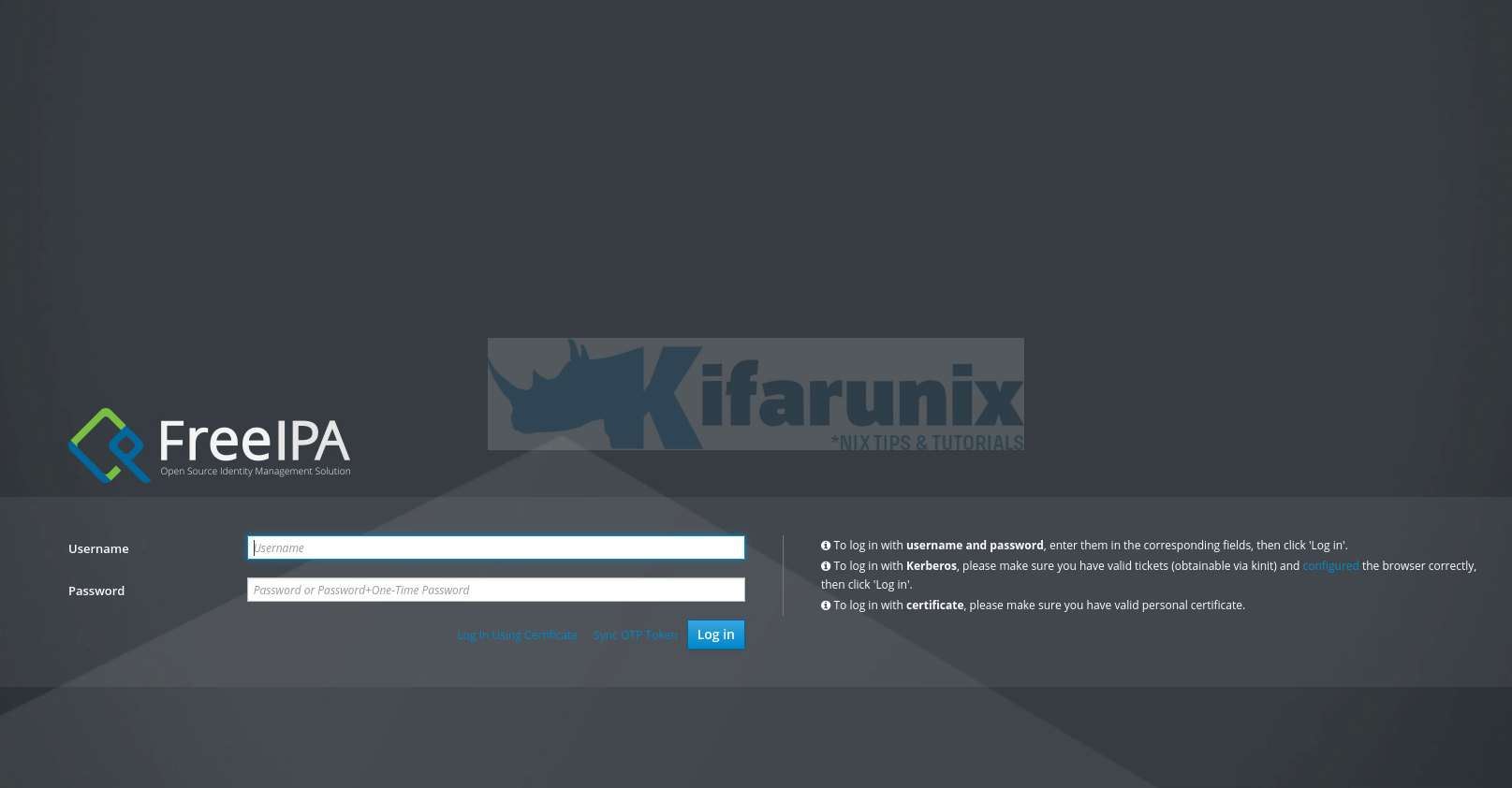 How to Install FreeIPA Server on Fedora 29/Fedora 28/CentOS 7 1 freeipa web login page
