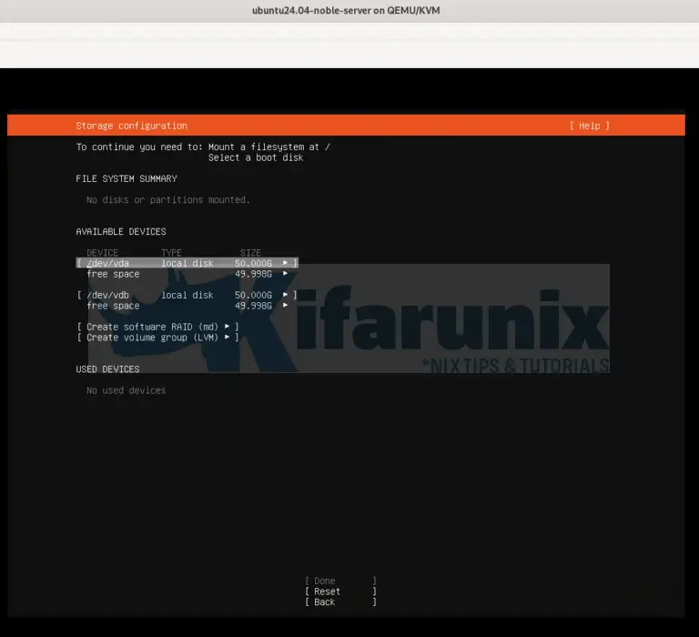 Install Ubuntu 24.04 with UEFI and Software RAID 1 - kifarunix.com