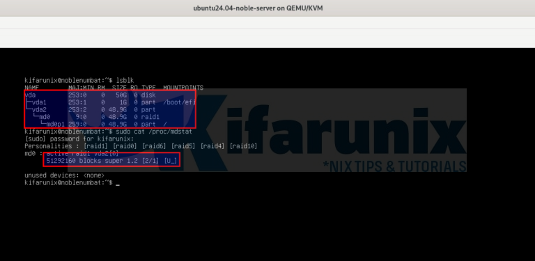 Install Ubuntu 24.04 with UEFI and Software RAID 1 - kifarunix.com