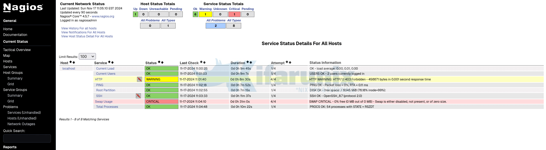 nagios core service checks centos 9 stream