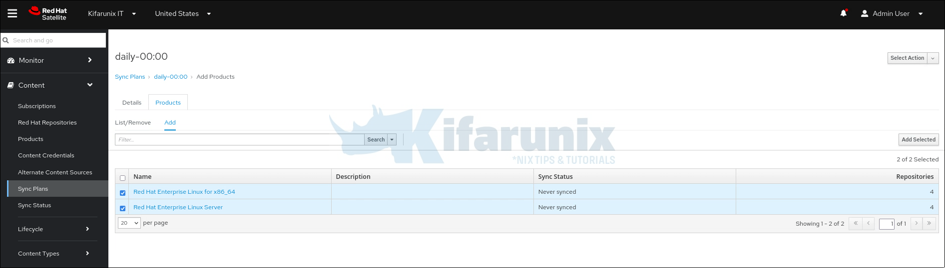 add repositories to sync plan