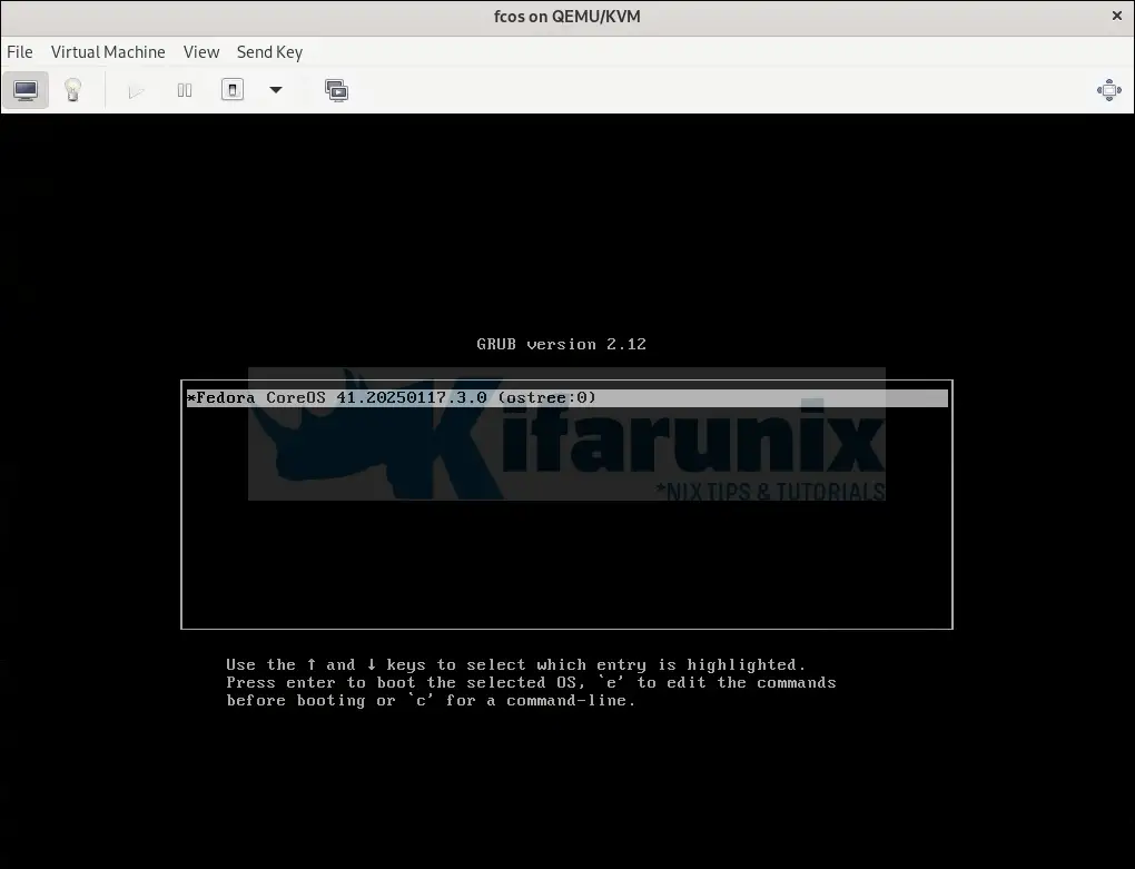 install Fedora CoreOS on KVM using an ISO file