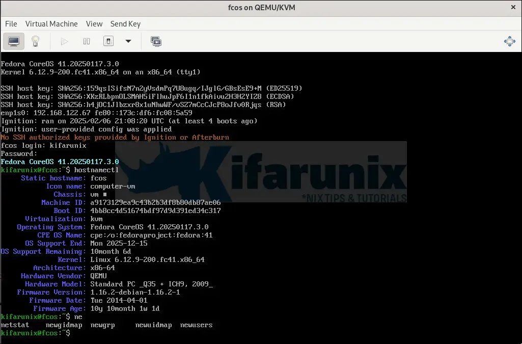 fedora coreos on kvm