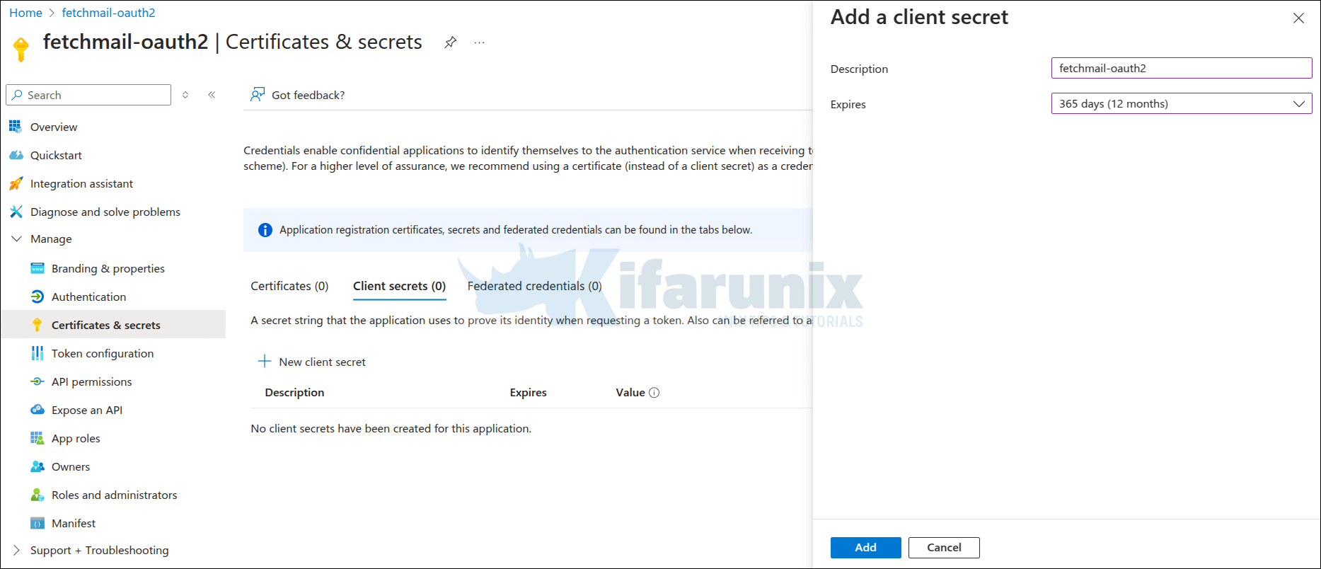 Install and Configure Fetchmail with OAuth2 Support for Request Tracker 6 create client secret
