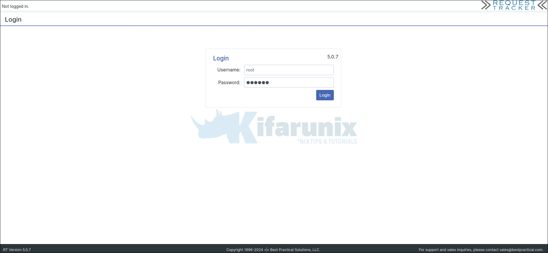 Install Request Tracker (RT) on Ubuntu 24.04 10 request tracker login page