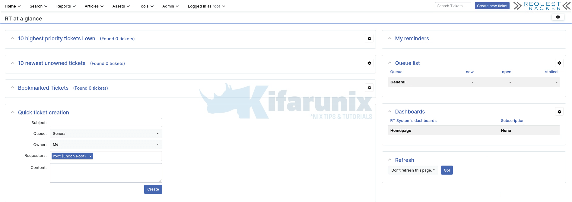 Install Request Tracker (RT) on Ubuntu 24.04 12 request tracker web dashboard