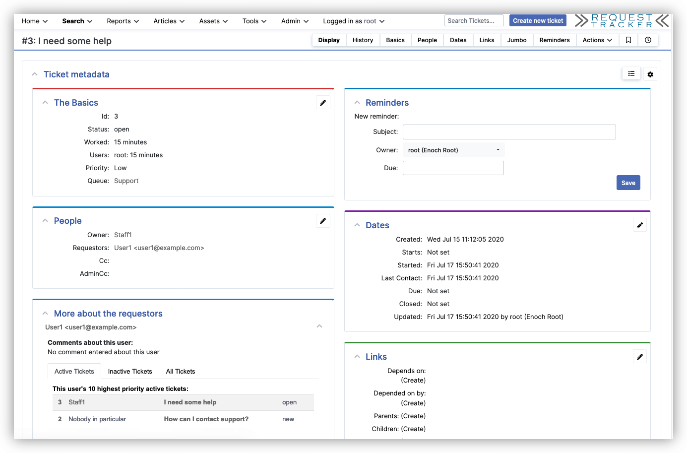 request tracker tickets