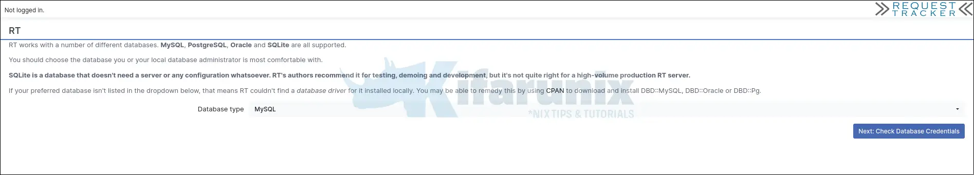 Install Request Tracker (RT) on Ubuntu 24.04 3 select rt database type